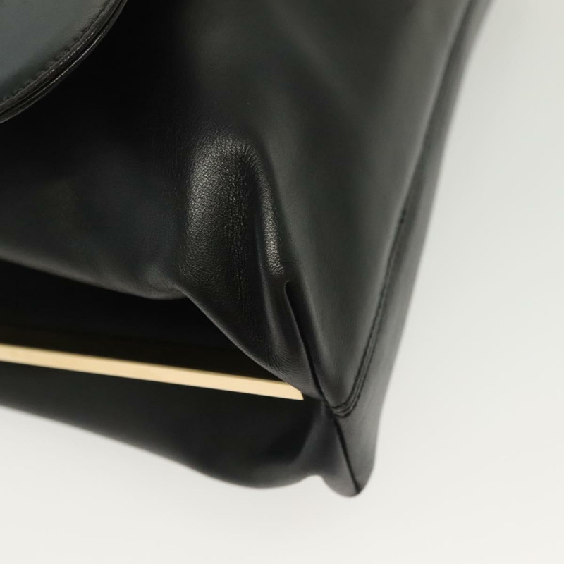 【日本直送】Salvatore Ferragamo 黑色金色皮革肩背包，正品 yk19470-8