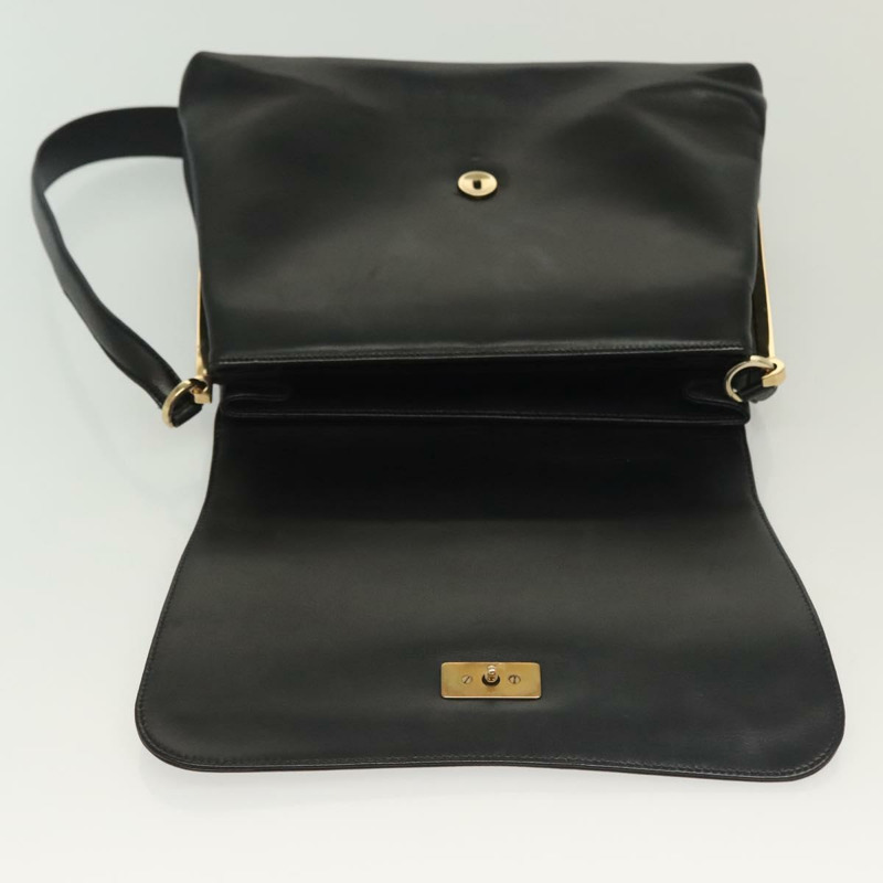 【日本直送】Salvatore Ferragamo 黑色金色皮革肩背包，正品 yk19470-9