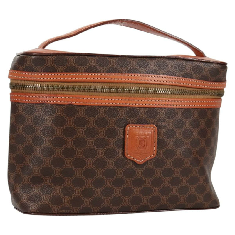 【日本直送】CELINE Macadam帆布化妝包 PVC皮革 棕色 金色 正品 yk18672V-0