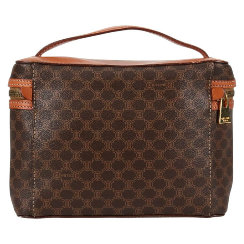 【日本直送】CELINE Macadam帆布化妝包 PVC皮革 棕色 金色 正品 yk18672V-1