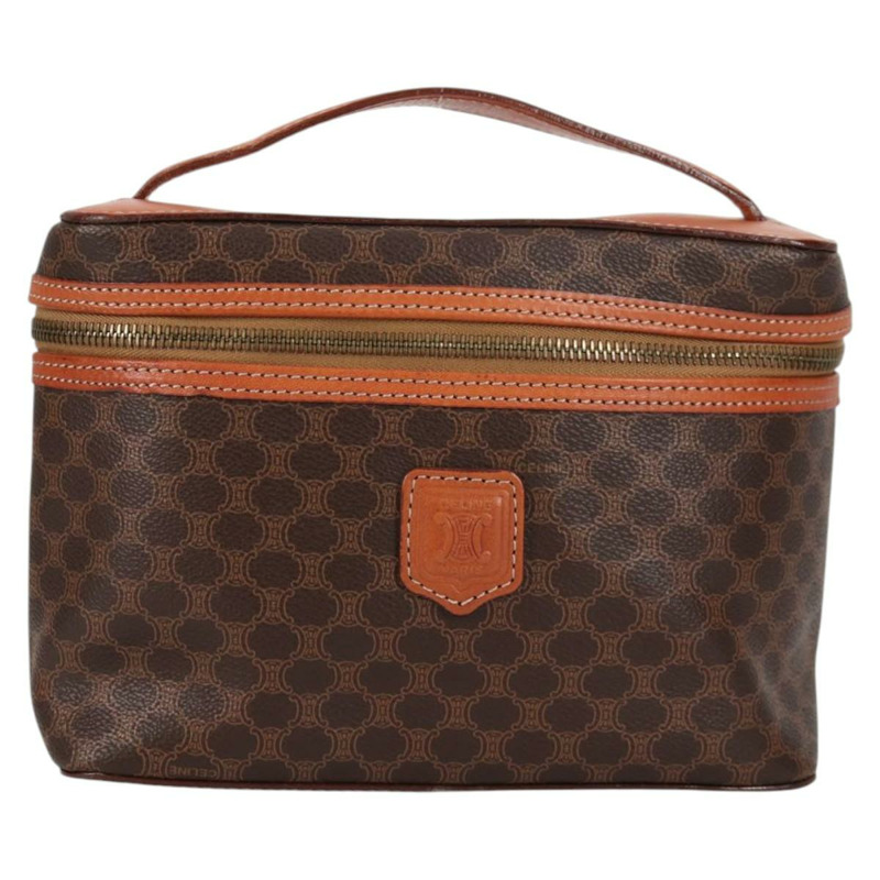 【日本直送】CELINE Macadam帆布化妝包 PVC皮革 棕色 金色 正品 yk18672V-12