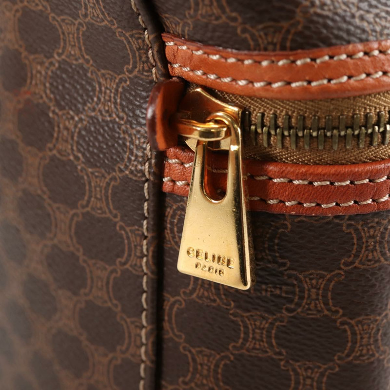 【日本直送】CELINE Macadam帆布化妝包 PVC皮革 棕色 金色 正品 yk18672V-18