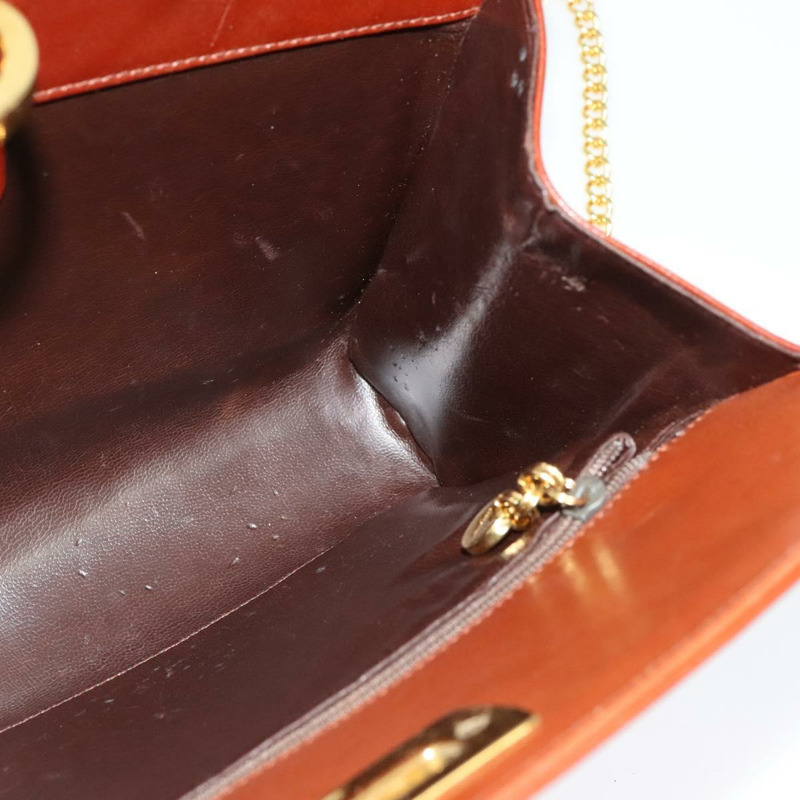 【日本直送】Salvatore Ferragamo Gancini 鏈條肩包，棕色皮革，金色，正品 yk19457-17