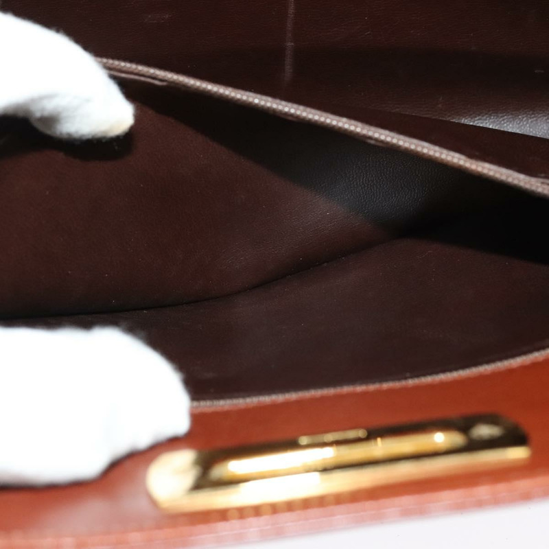 【日本直送】Salvatore Ferragamo Gancini 鏈條肩包，棕色皮革，金色，正品 yk19457-19