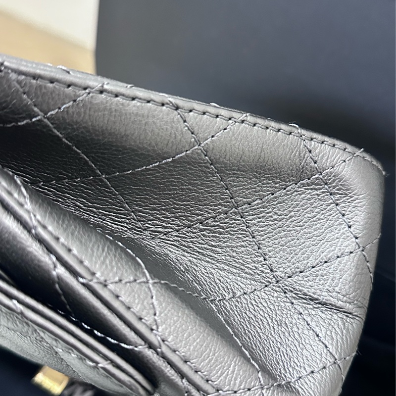 【全套有票🩵】 Chanel 2.55 銀灰色 中號 鏈條單肩斜挎-7