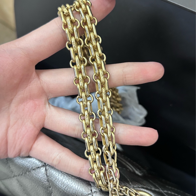 【全套有票🩵】 Chanel 2.55 銀灰色 中號 鏈條單肩斜挎-9