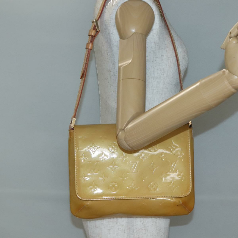 【日本直送】路易威登 Monogram Vernis Thompson Street Bag 米色 M91301 LV Auth ep10819-19