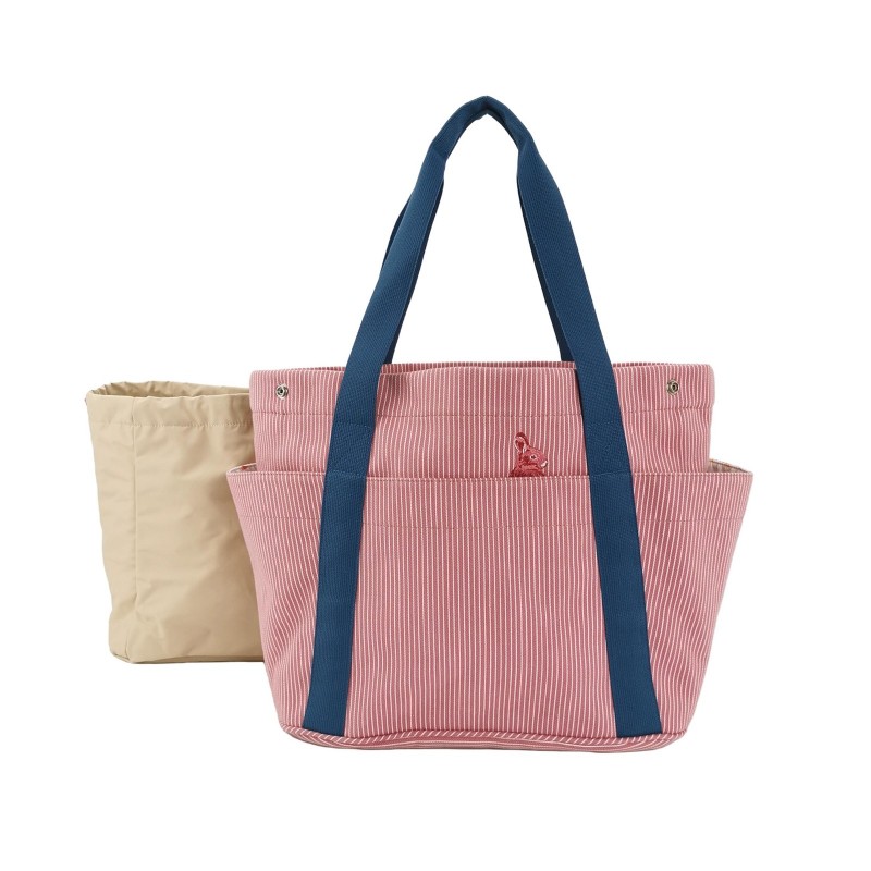 Hermes Cabriole單肩包帆布銀扣粉色藍色-0