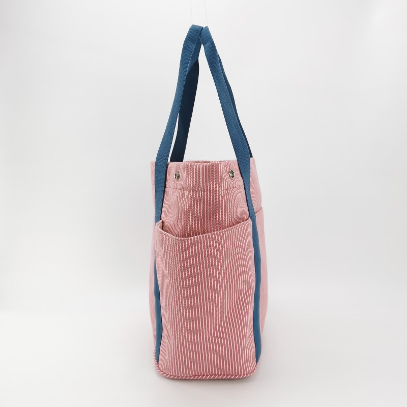 Hermes Cabriole單肩包帆布銀扣粉色藍色-3