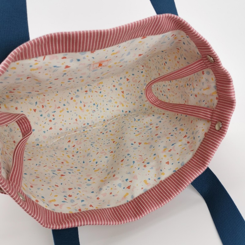 Hermes Cabriole單肩包帆布銀扣粉色藍色-7