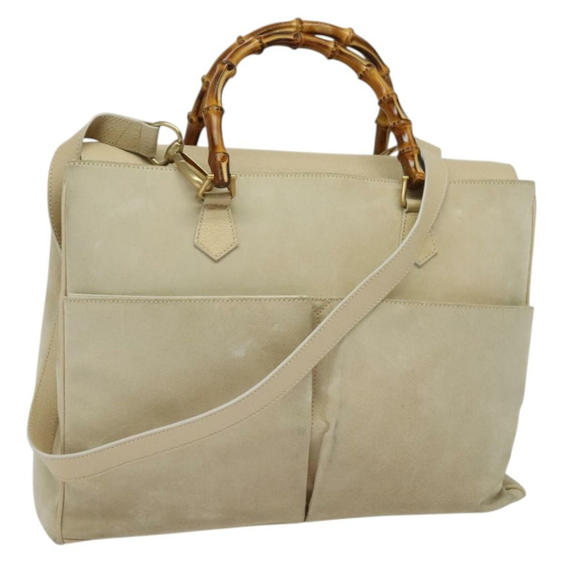 【日本直送】GUCCI 竹節手提包 麂皮 兩用 米色 金色 002 2855 0322 0 正品 ep10823-0