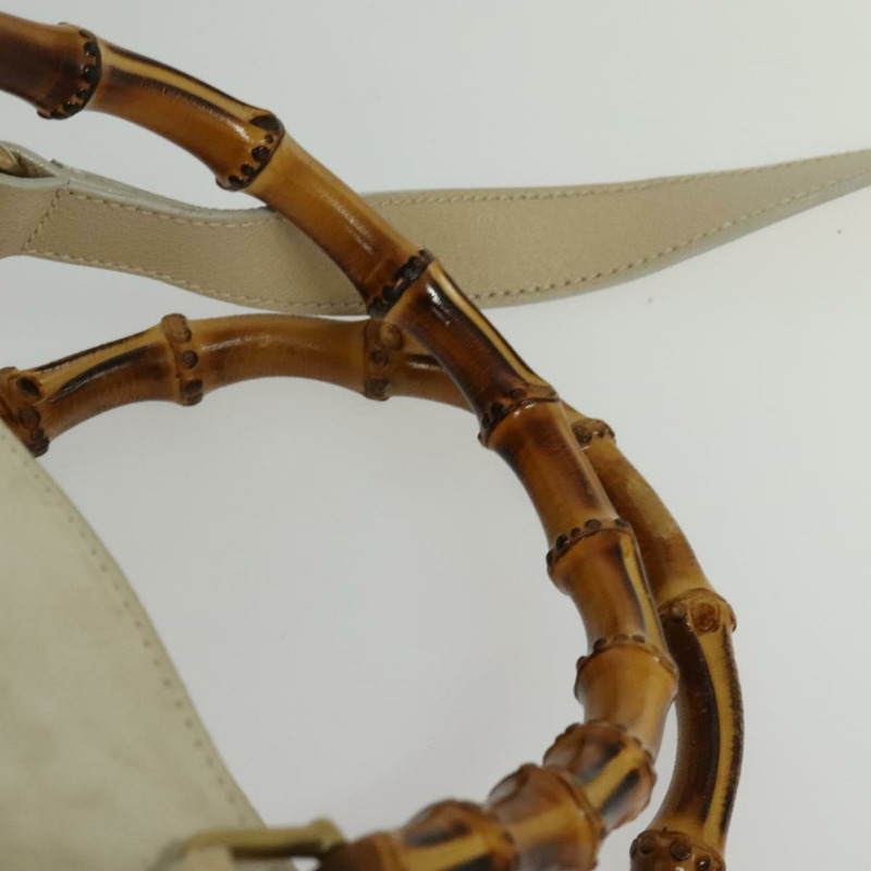 【日本直送】GUCCI 竹節手提包 麂皮 兩用 米色 金色 002 2855 0322 0 正品 ep10823-7