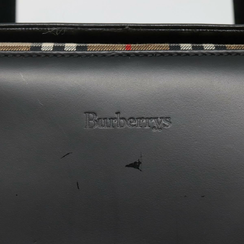【日本直送】Burberrys 手提包 皮革 黑色 銀色 正品 ep10754-9