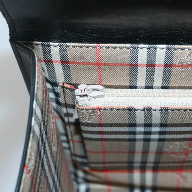 【日本直送】Burberrys 手提包 皮革 黑色 銀色 正品 ep10754-16