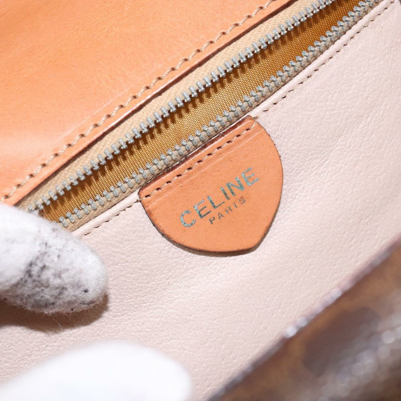 【日本直送】CELINE Macadam帆布手提包 PVC皮革 棕色 金色 正品 ep10759-17