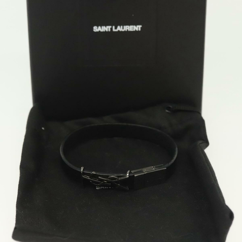 【日本直送】SAINT LAURENT Cassandra 手環 金屬 黑色 Auth yk19459-11
