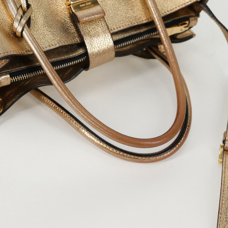 【日本直送】Miu Miu 手提包 皮革 2way 金色 正品 135307-6
