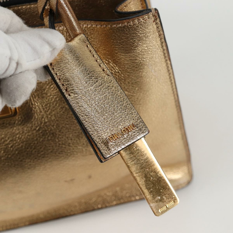 【日本直送】Miu Miu 手提包 皮革 2way 金色 正品 135307-25