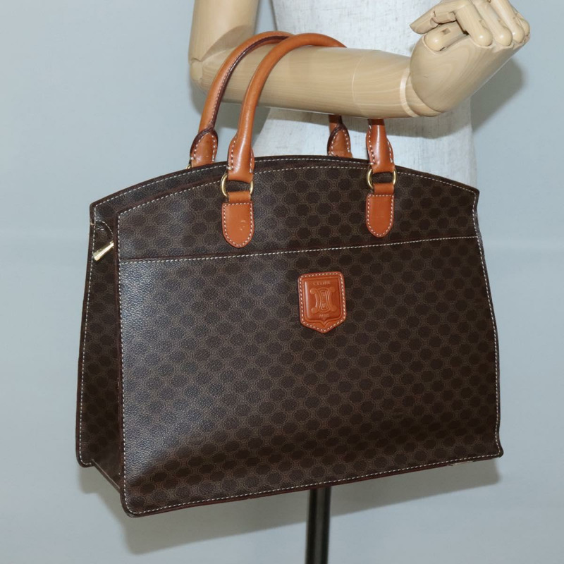 【日本直送】CELINE Macadam帆布手提包 PVC皮革 棕色 金色 正品 135287-21
