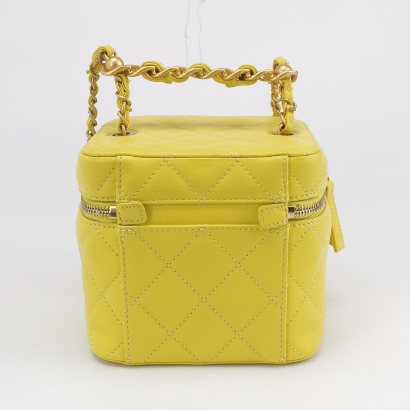 Chanel Vanity Case牛皮純色菱格絎縫雙C標識斜挎包單肩包-4