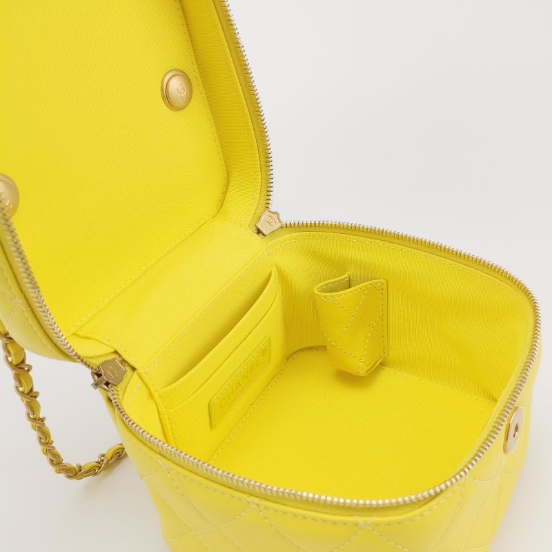 Chanel Vanity Case牛皮純色菱格絎縫雙C標識斜挎包單肩包-6