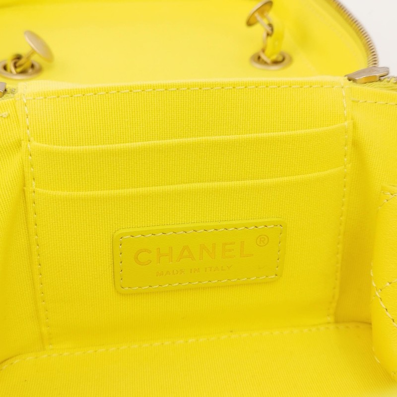 Chanel Vanity Case牛皮純色菱格絎縫雙C標識斜挎包單肩包-7