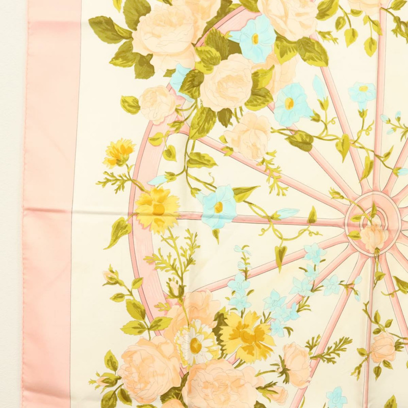 【日本直送】愛馬仕 Carre 90 絲巾 “ROMANTIQUE” 粉紅色真絲 Auth 134923-4