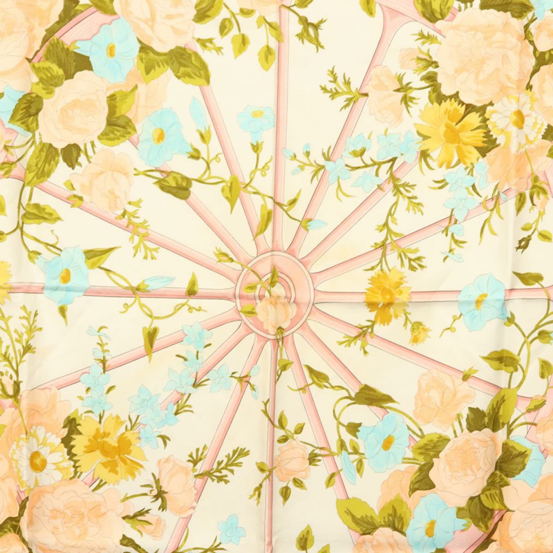 【日本直送】愛馬仕 Carre 90 絲巾 “ROMANTIQUE” 粉紅色真絲 Auth 134923-5