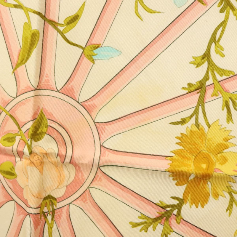 【日本直送】愛馬仕 Carre 90 絲巾 “ROMANTIQUE” 粉紅色真絲 Auth 134923-11