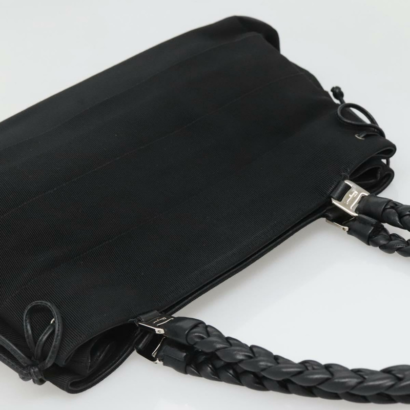 【日本直送】Salvatore Ferragamo Vala 手提包 帆布 黑色 銀色 正品 142249-5