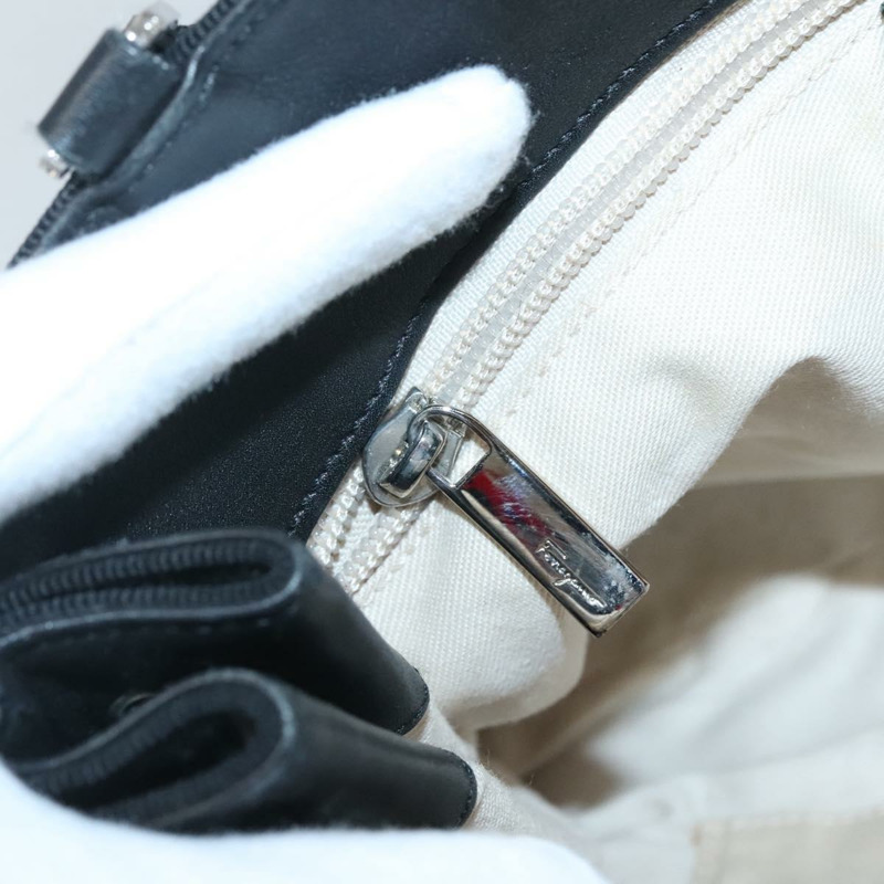 【日本直送】Salvatore Ferragamo Vala 手提包 帆布 黑色 銀色 正品 142249-16