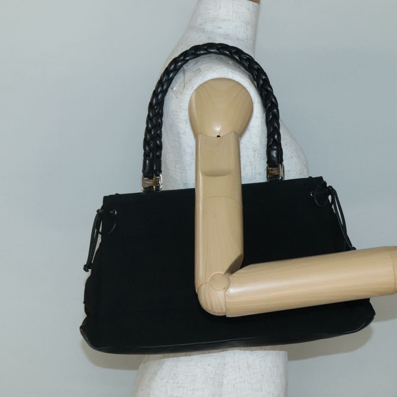 【日本直送】Salvatore Ferragamo Vala 手提包 帆布 黑色 銀色 正品 142249-20