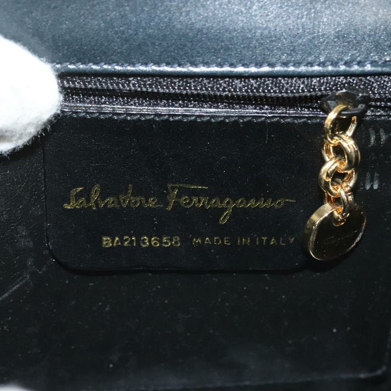 【日本直送】Salvatore Ferragamo Gancini 手提包 皮革 海軍藍 金色 正品 142283-11