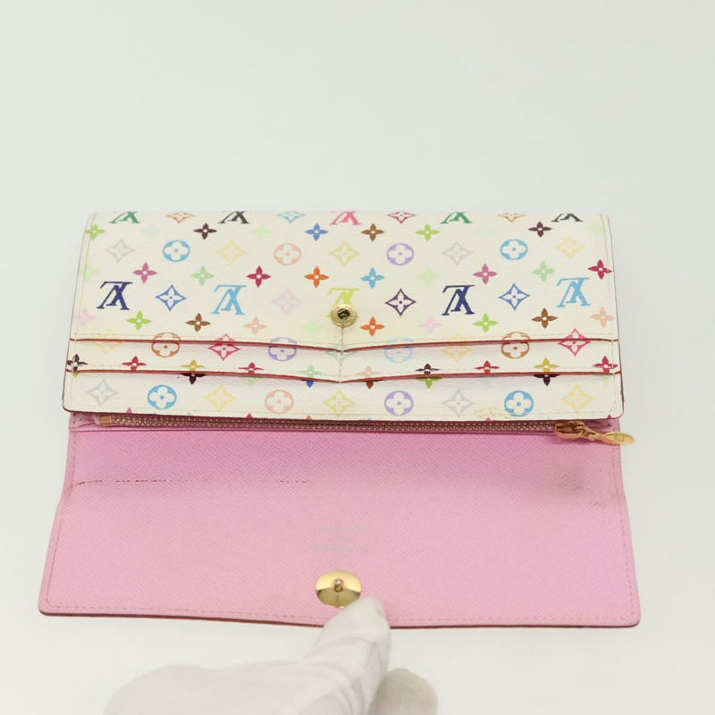 【日本直送】路易威登 Multicolor Portefeuille Sarah 錢包 白色 M93532 LV Auth 142372-7