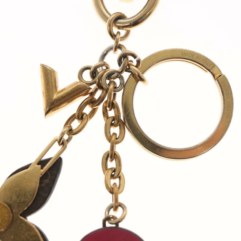 【日本直送】路易威登 Monogram 綻放花朵吊飾 金屬 金色 M63084 LV Auth 142401-9