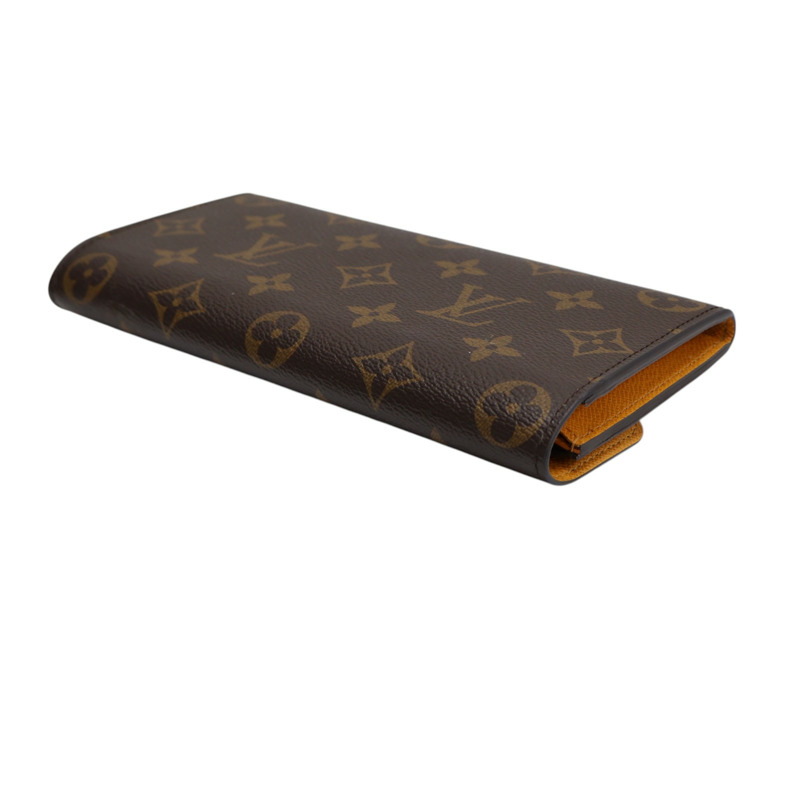 棕色 黃色 PVC塗層帆布 EMILIE 扣式長夾 M60698-3