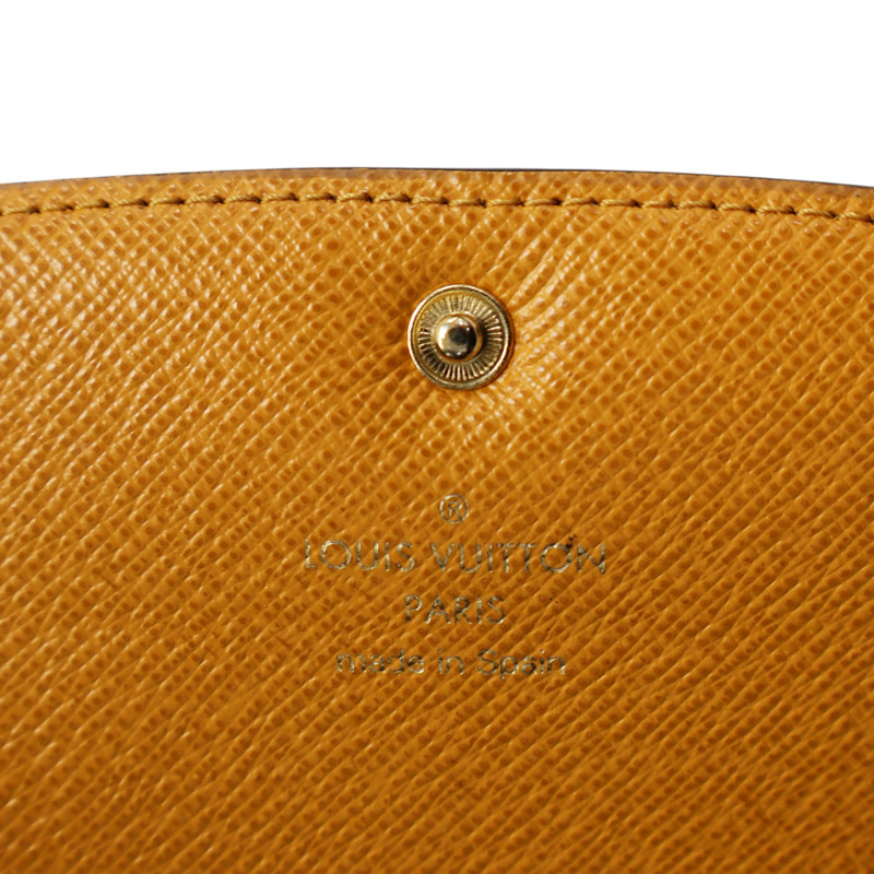 棕色 黃色 PVC塗層帆布 EMILIE 扣式長夾 M60698-5