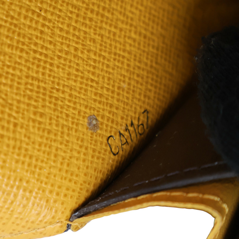 棕色 黃色 PVC塗層帆布 EMILIE 扣式長夾 M60698-6