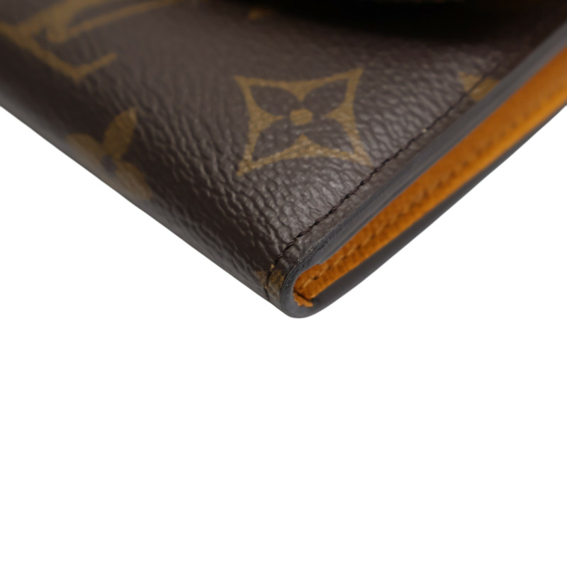 棕色 黃色 PVC塗層帆布 EMILIE 扣式長夾 M60698-8