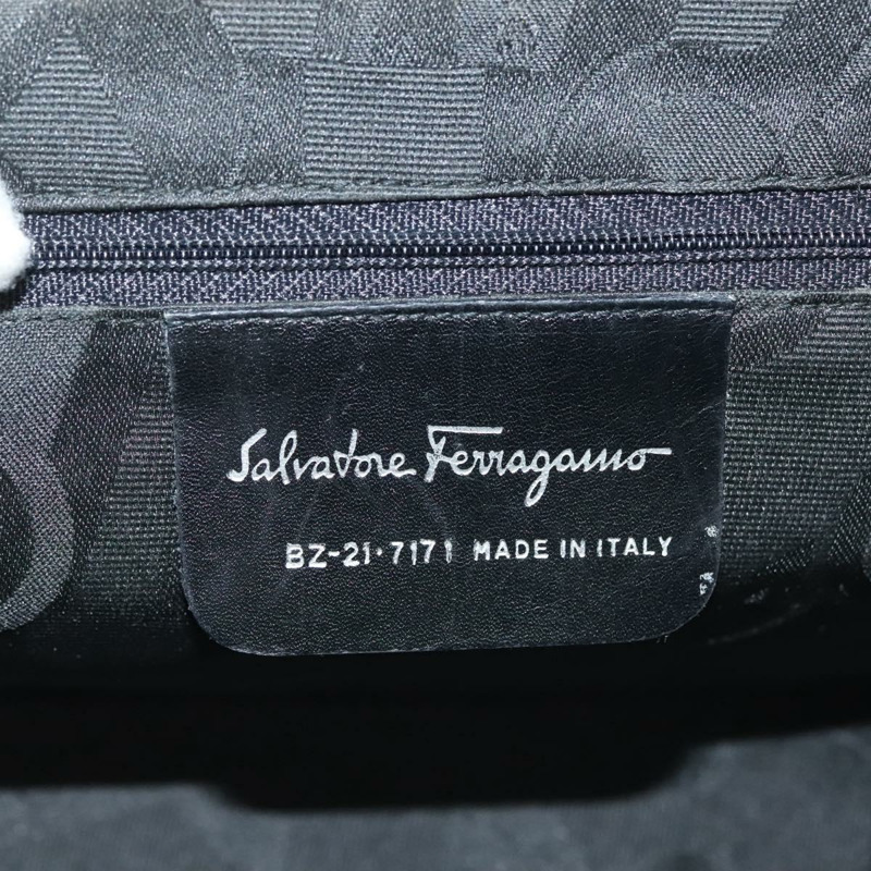 【日本直送】Salvatore Ferragamo Vala 單肩包，黑色銀色皮革，正品編號 141973-11