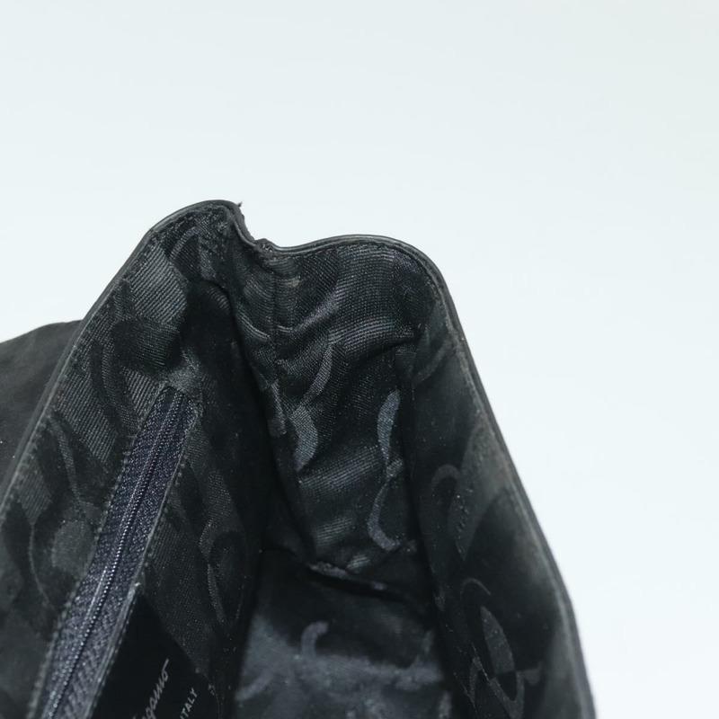 【日本直送】Salvatore Ferragamo Vala 單肩包，黑色銀色皮革，正品編號 141973-18