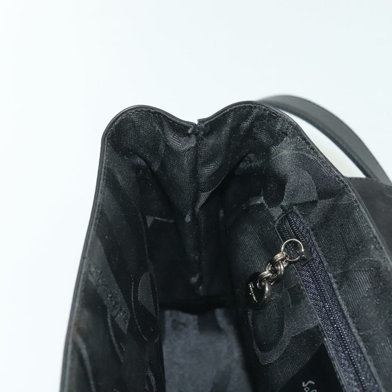 【日本直送】Salvatore Ferragamo Vala 單肩包，黑色銀色皮革，正品編號 141973-19