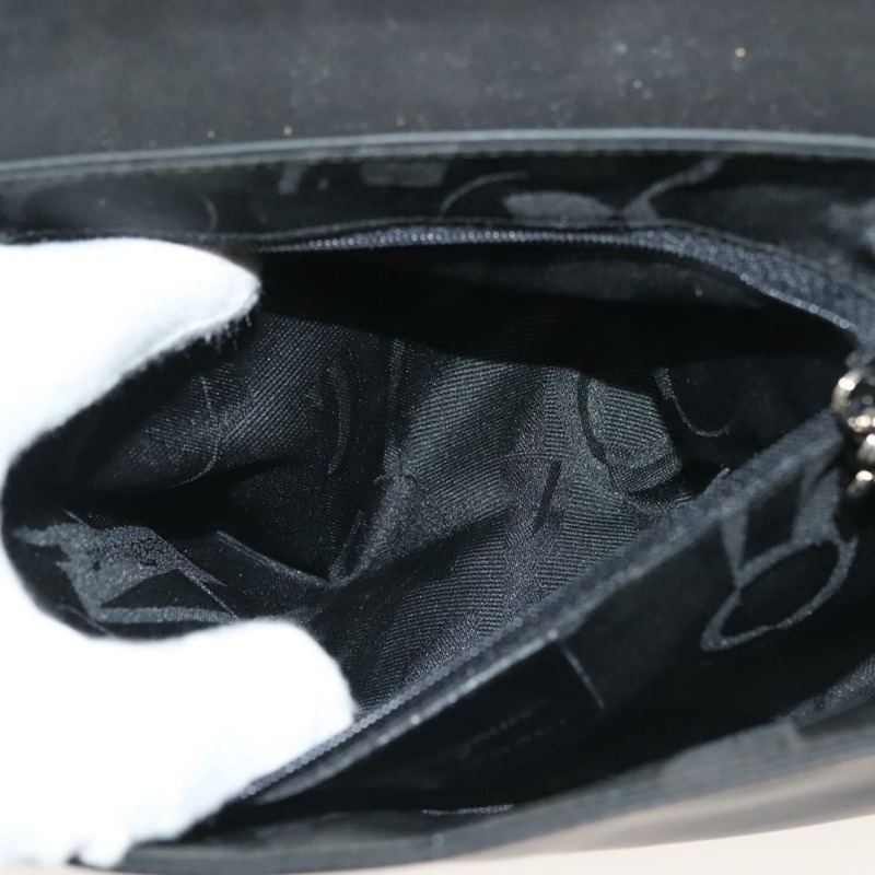 【日本直送】Salvatore Ferragamo Vala 單肩包，黑色銀色皮革，正品編號 141973-20