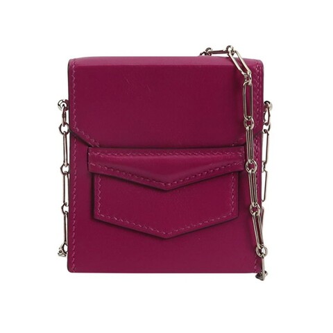 Hermes 純色斜挎包Swift牛皮銀扣L3玫瑰紫A 刻