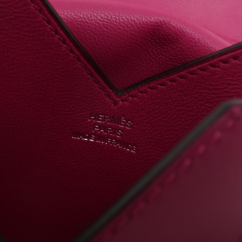 Hermes 純色斜挎包Swift牛皮銀扣L3玫瑰紫A 刻-7