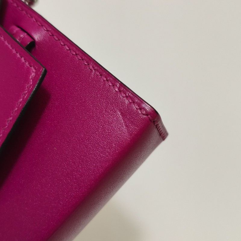 Hermes 純色斜挎包Swift牛皮銀扣L3玫瑰紫A 刻-11