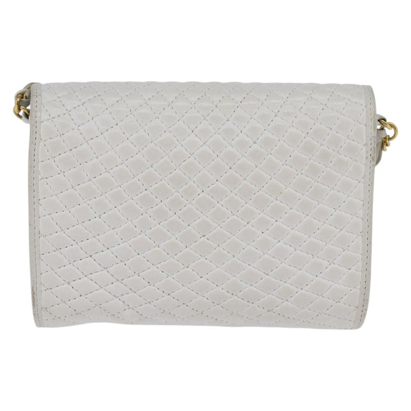 【日本直送】BALLY 鏈條單肩包 皮革 白色 金色 Auth am9085-1