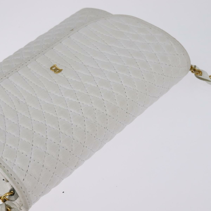 【日本直送】BALLY 鏈條單肩包 皮革 白色 金色 Auth am9085-5