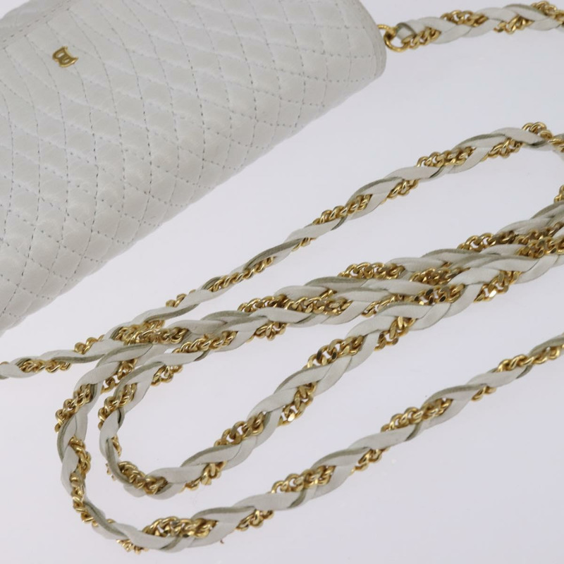 【日本直送】BALLY 鏈條單肩包 皮革 白色 金色 Auth am9085-6