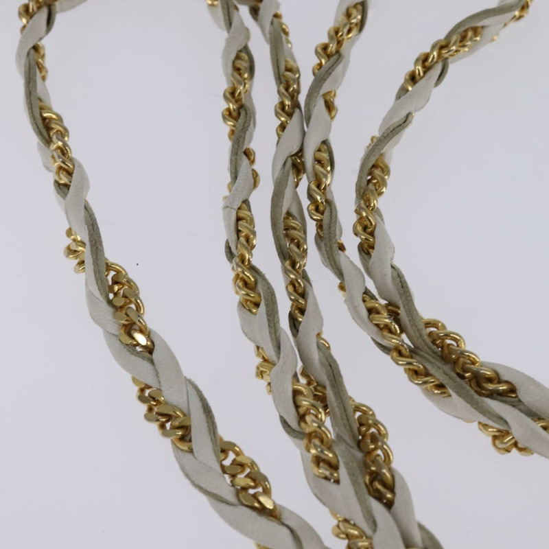 【日本直送】BALLY 鏈條單肩包 皮革 白色 金色 Auth am9085-7